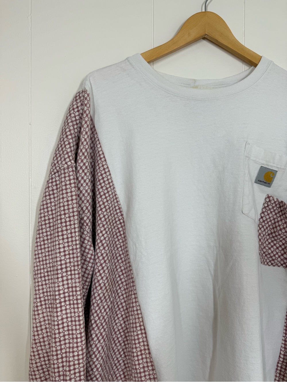 Remi Lyn & Co. Handmade Upcycled Split Carhartt & Flannel Long Sleeve Tee - Picture 9 of 14